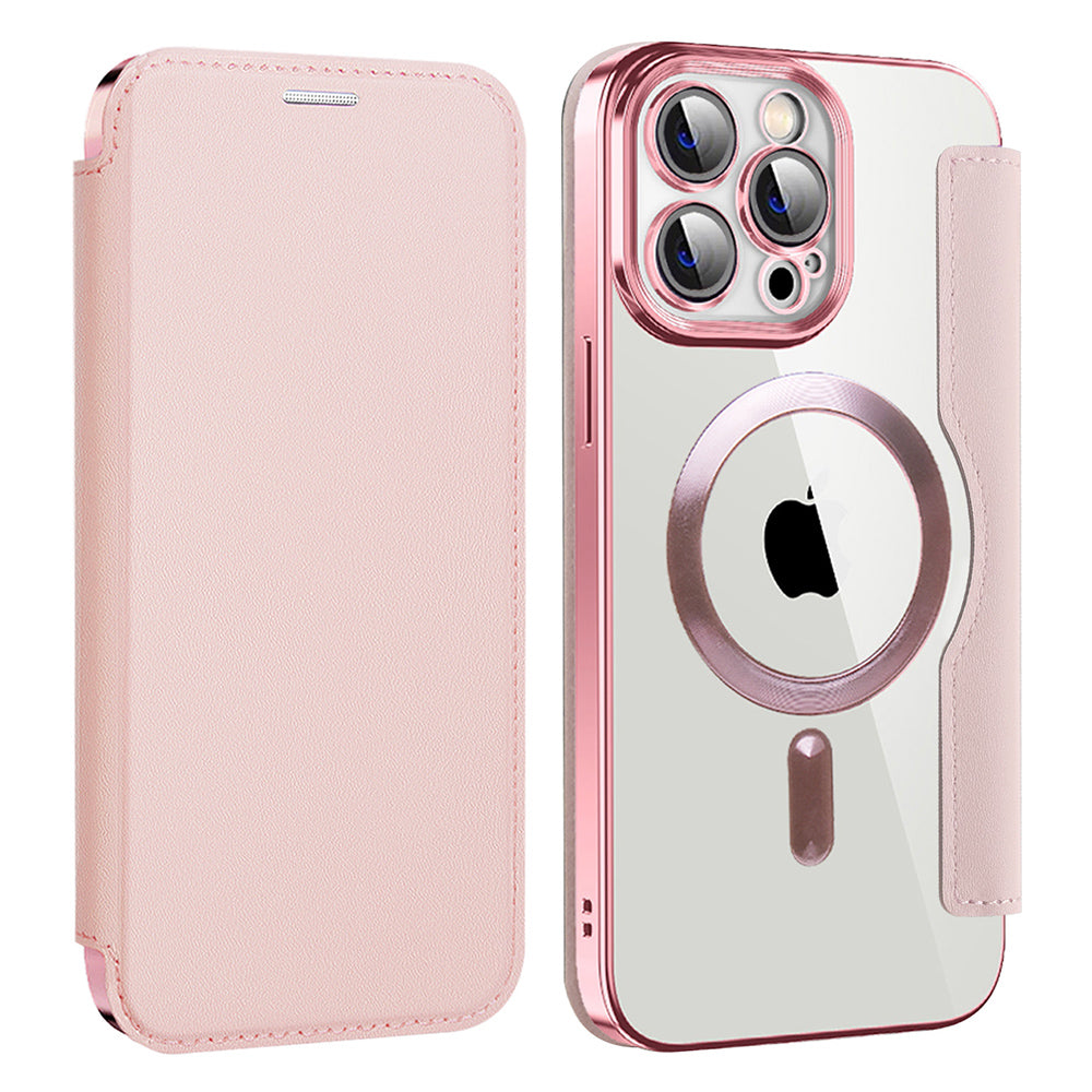 MagSafe-hoes voor Apple iPhone 14 Pro Max, Techsuit, SmartMag Book, Roze