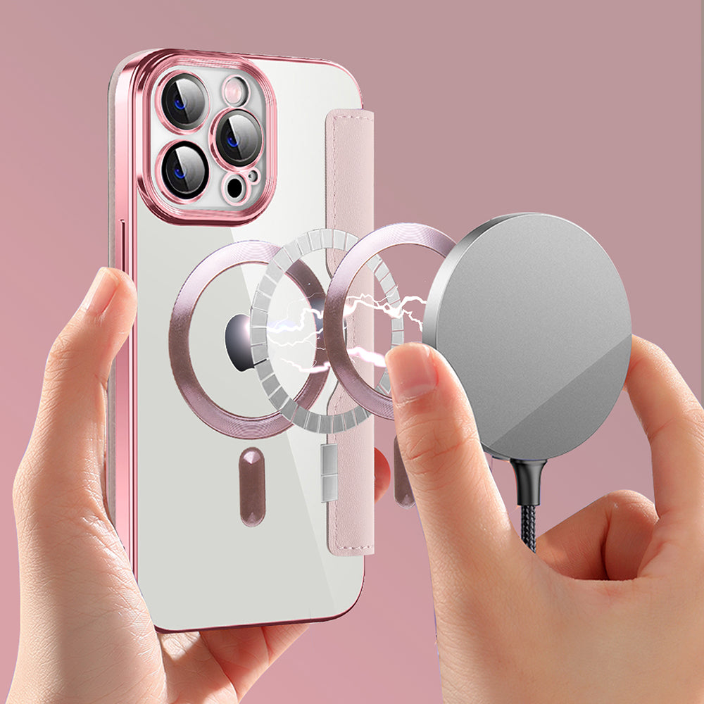 MagSafe-hoes voor Apple iPhone 14 Pro Max, Techsuit, SmartMag Book, Roze