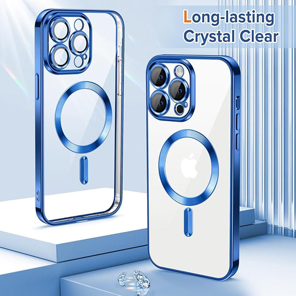 MagSafe-Hülle für Apple iPhone 14 Pro, Techsuit, Luxury Crystal, Dunkelblau