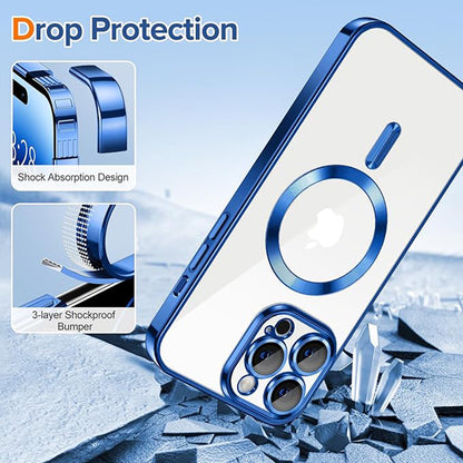 MagSafe-Hülle für Apple iPhone 14 Pro, Techsuit, Luxury Crystal, Dunkelblau