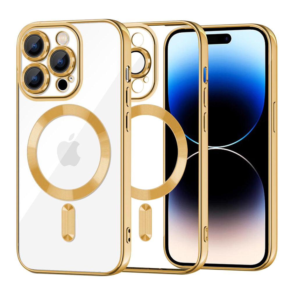 MagSafe-Hülle für Apple iPhone 14 Pro, Techsuit, Luxury Crystal, Gold
