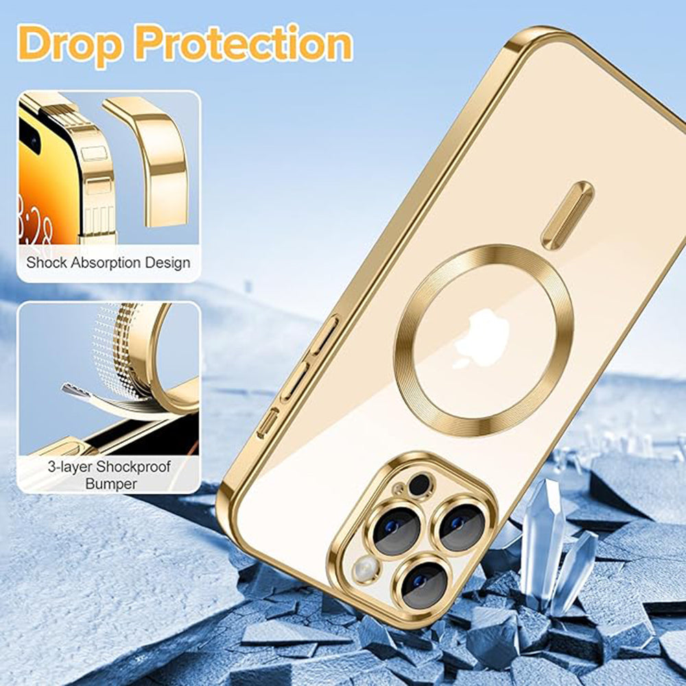 MagSafe-Hülle für Apple iPhone 14 Pro, Techsuit, Luxury Crystal, Gold