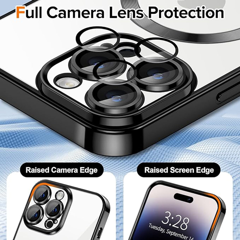 Coque MagSafe pour Apple iPhone 14 Pro, Techsuit, Luxury Crystal, Noire