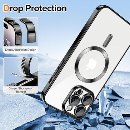 Coque MagSafe pour Apple iPhone 14 Pro, Techsuit, Luxury Crystal, Noire