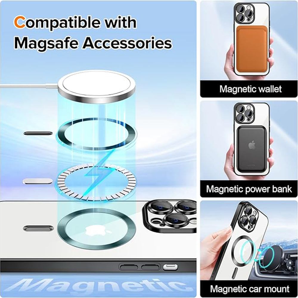 Coque MagSafe pour Apple iPhone 14 Pro, Techsuit, Luxury Crystal, Noire