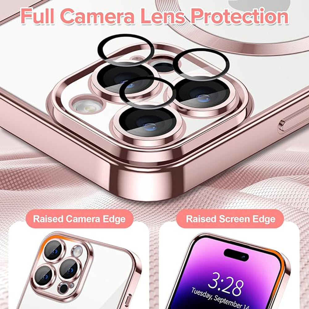 Coque MagSafe pour Apple iPhone 14 Pro, Techsuit, Luxury Crystal, Rose