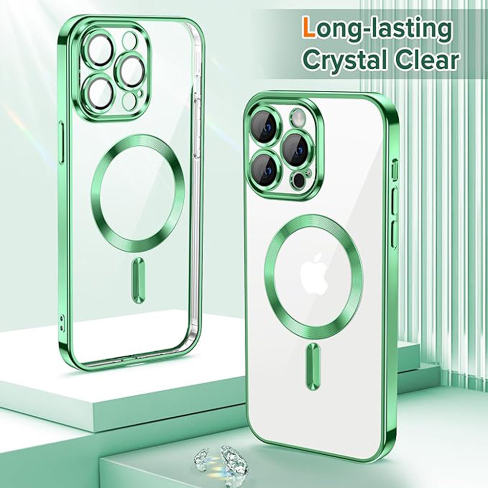 Coque MagSafe pour Apple iPhone 14 Pro, Techsuit, Luxury Crystal, Vert Clair