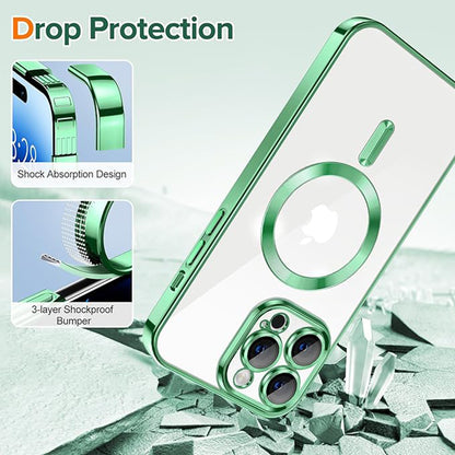 Coque MagSafe pour Apple iPhone 14 Pro, Techsuit, Luxury Crystal, Vert Clair