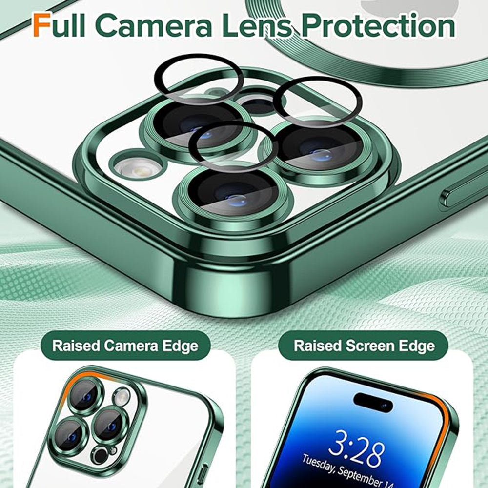 Coque MagSafe pour Apple iPhone 14 Pro, Techsuit, Luxury Crystal, Vert Foncé