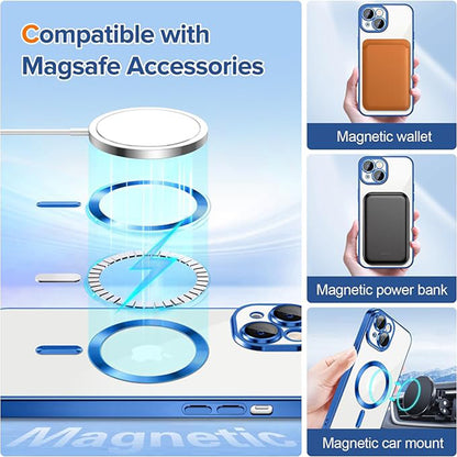 MagSafe-hoes voor Apple iPhone 14, Techsuit, Luxury Crystal, Donkerblauw