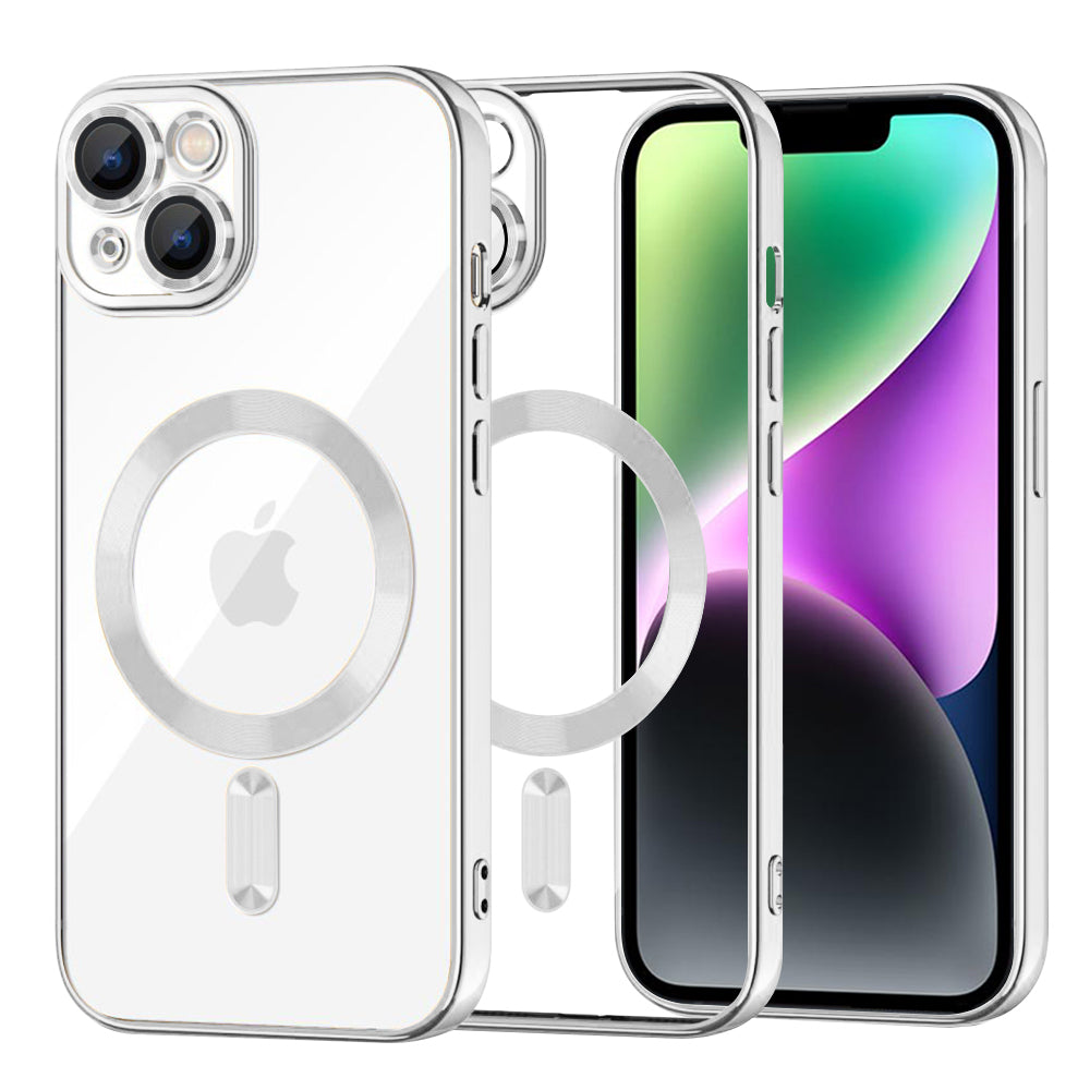 MagSafe-Hülle für Apple iPhone 14, Techsuit, Luxury Crystal, Silber