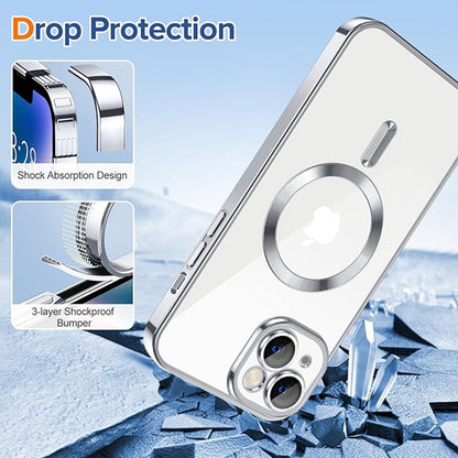 MagSafe-Hülle für Apple iPhone 14, Techsuit, Luxury Crystal, Silber