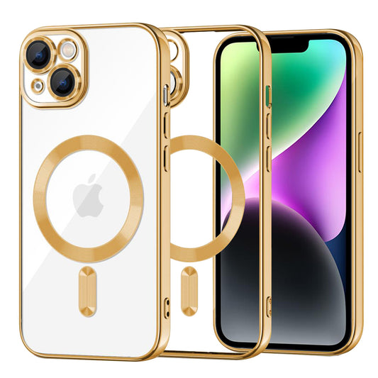 Coque MagSafe pour Apple iPhone 14, Techsuit, Luxury Crystal, Dorée