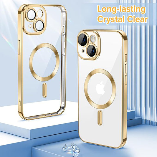 Coque MagSafe pour Apple iPhone 14, Techsuit, Luxury Crystal, Dorée