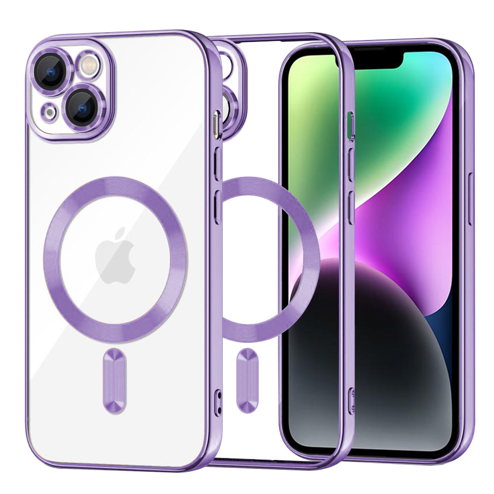 MagSafe-Hülle für Apple iPhone 14, Techsuit, Luxury Crystal, Hellviolett