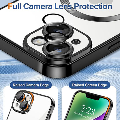 Coque MagSafe pour Apple iPhone 14, Techsuit, Luxury Crystal, Noire