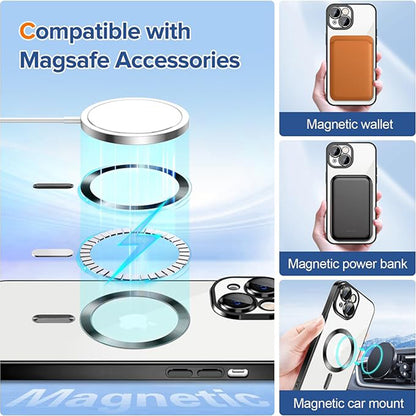 Coque MagSafe pour Apple iPhone 14, Techsuit, Luxury Crystal, Noire