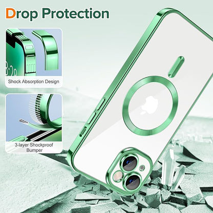 Coque MagSafe pour Apple iPhone 14, Techsuit, Luxury Crystal, Vert Clair