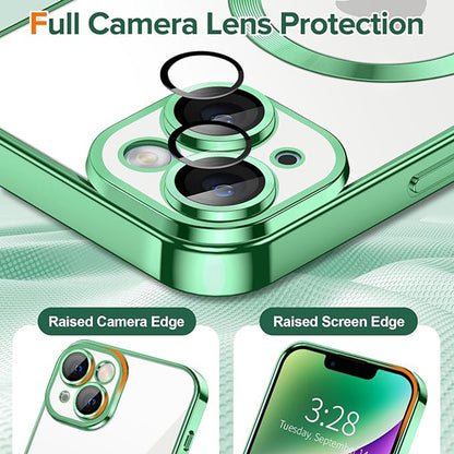 Coque MagSafe pour Apple iPhone 14, Techsuit, Luxury Crystal, Vert Clair