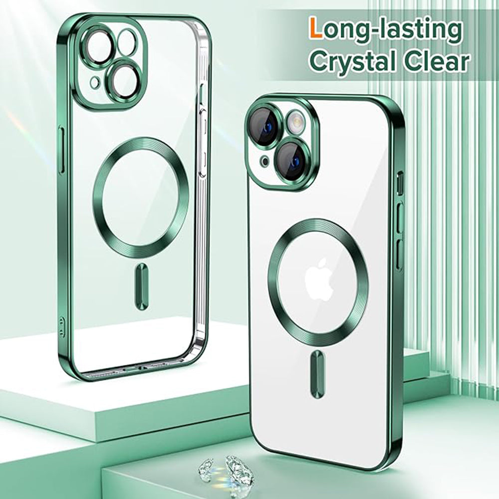 MagSafe Case for Apple iPhone 14, Techsuit, Luxury Crystal, Dark Green