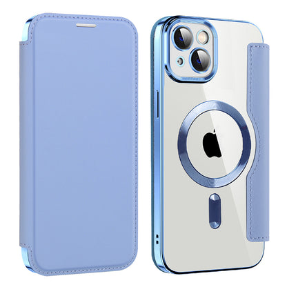 Coque MagSafe pour Apple iPhone 14, Techsuit, SmartMag Book, Bleu