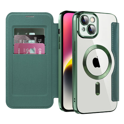 Coque MagSafe pour Apple iPhone 14, Techsuit, SmartMag Book, Vert