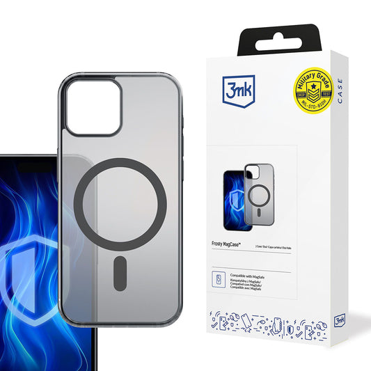 Coque MagSafe pour Apple iPhone 15, 3MK, Frosty MagCase, Noir Satiné