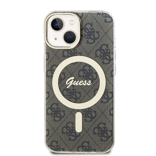 MagSafe hoesje voor Apple iPhone 15, Guess, IML 4G, Bruin