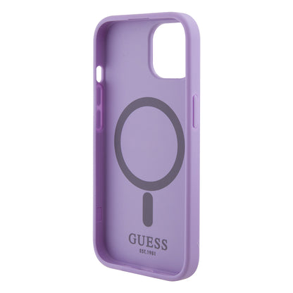 Étui MagSafe pour Apple iPhone 15, Guess, Saffiano, Violet