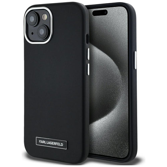 MagSafe hoes voor Apple iPhone 15, Karl Lagerfeld, FW Metal Plate, Zwart