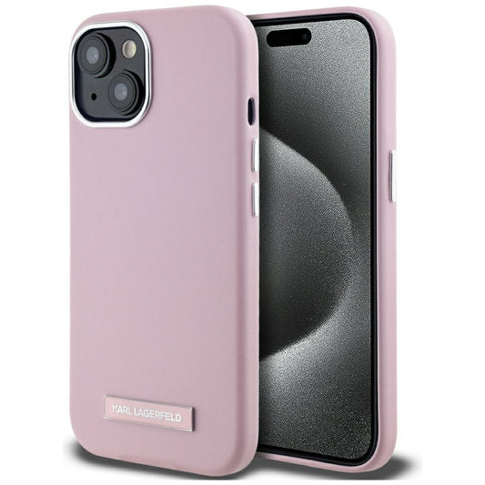 MagSafe hoes voor Apple iPhone 15, Karl Lagerfeld, FW Metal Plate, Roze