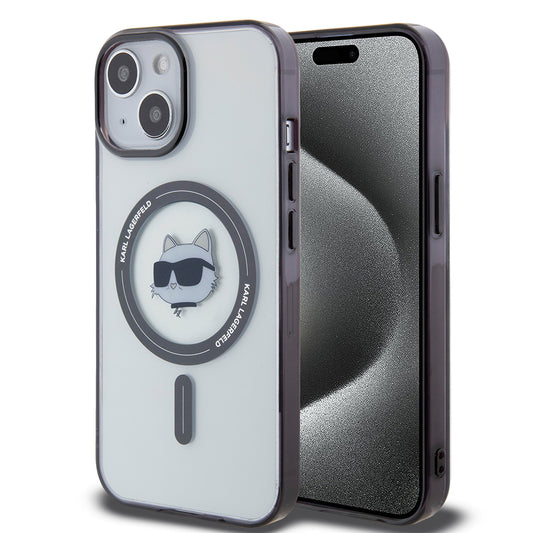Coque MagSafe pour Apple iPhone 15, Karl Lagerfeld, IML Choupette's Head, Transparente
