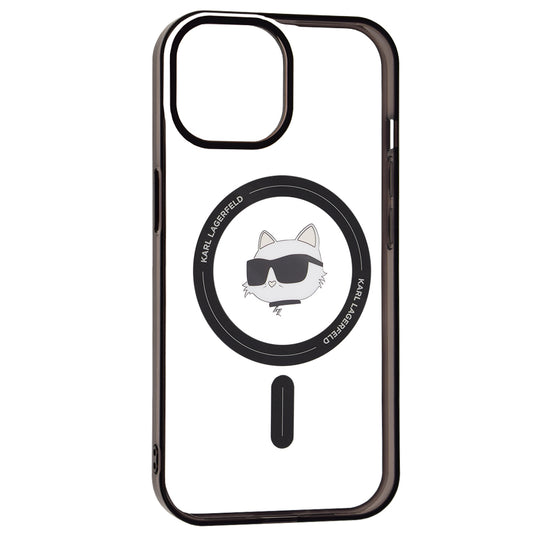 Coque MagSafe pour Apple iPhone 15, Karl Lagerfeld, IML Choupette's Head, Transparente