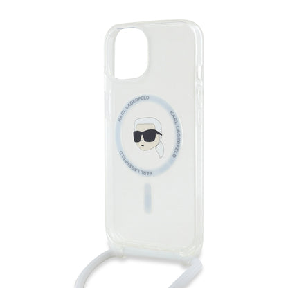 MagSafe hoes voor Apple iPhone 15, Karl Lagerfeld, IML Crossbody Karl's Head, Transparant