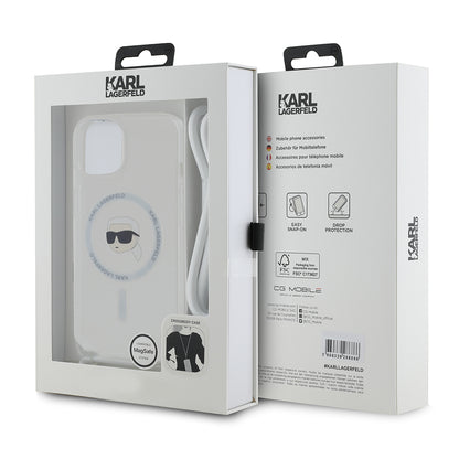 MagSafe hoes voor Apple iPhone 15, Karl Lagerfeld, IML Crossbody Karl's Head, Transparant