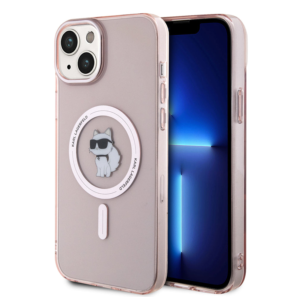 Housse MagSafe pour Apple iPhone 15 Plus / 14 Plus, Karl Lagerfeld, IML Choupette, Rose