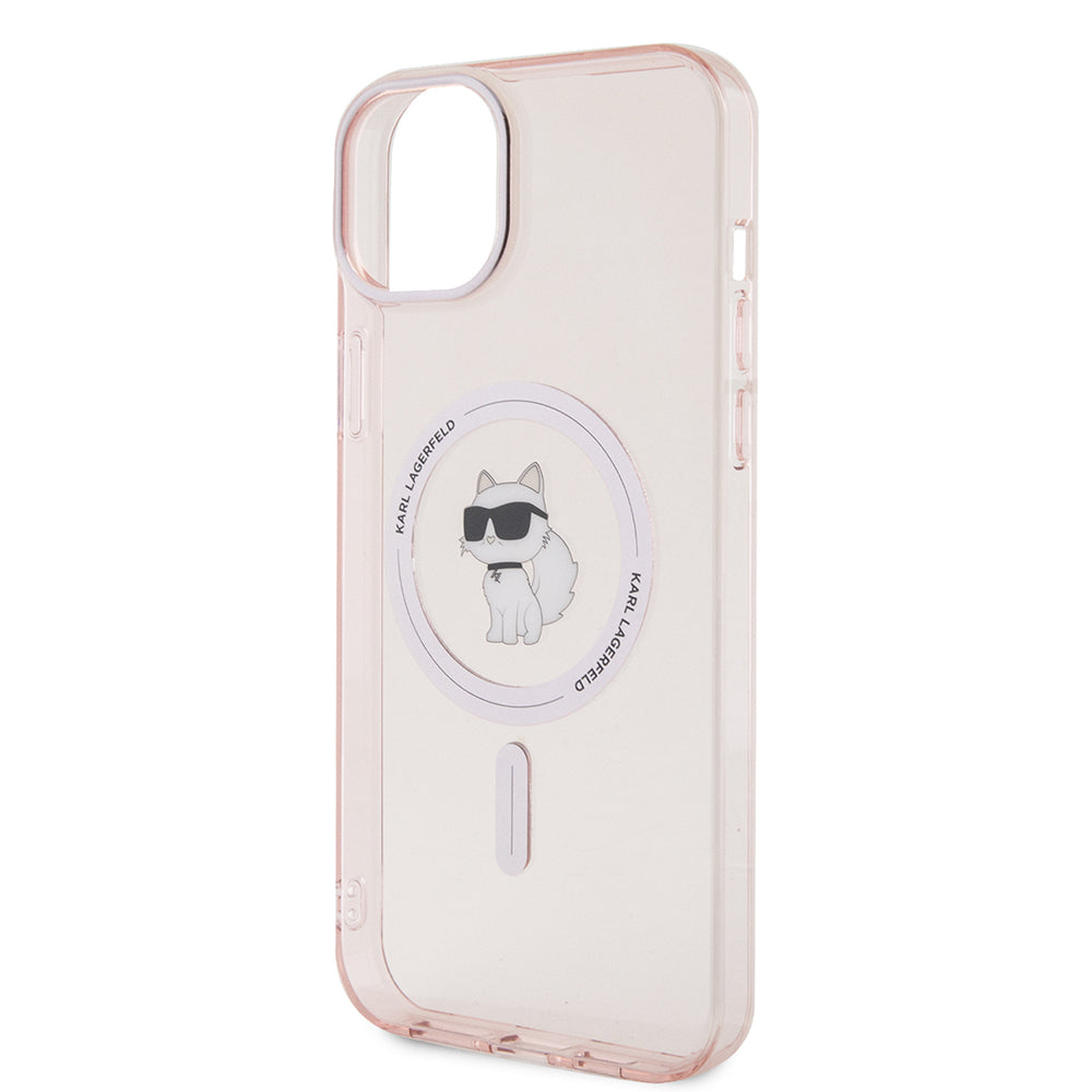 Housse MagSafe pour Apple iPhone 15 Plus / 14 Plus, Karl Lagerfeld, IML Choupette, Rose