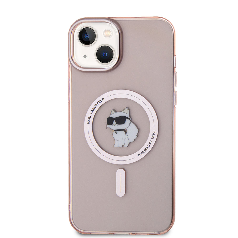 Housse MagSafe pour Apple iPhone 15 Plus / 14 Plus, Karl Lagerfeld, IML Choupette, Rose