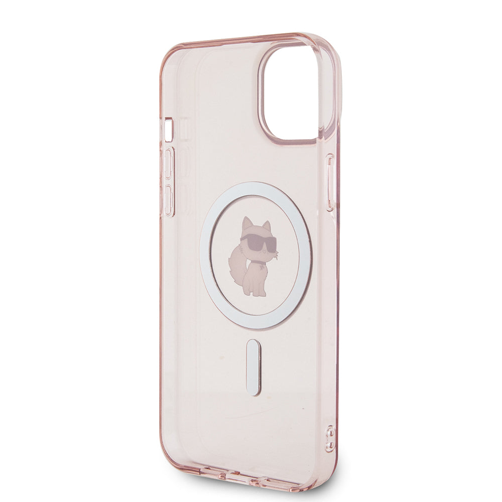 Housse MagSafe pour Apple iPhone 15 Plus / 14 Plus, Karl Lagerfeld, IML Choupette, Rose