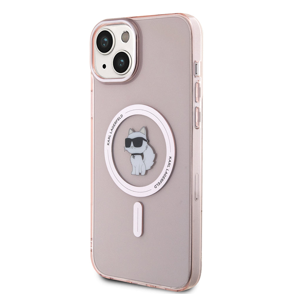 Housse MagSafe pour Apple iPhone 15 Plus / 14 Plus, Karl Lagerfeld, IML Choupette, Rose