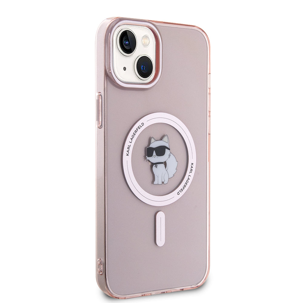 Housse MagSafe pour Apple iPhone 15 Plus / 14 Plus, Karl Lagerfeld, IML Choupette, Rose