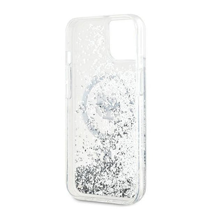 Coque MagSafe pour Apple iPhone 15 Plus, Karl Lagerfeld, Liquid Glitter Choupette's Head, Transparente