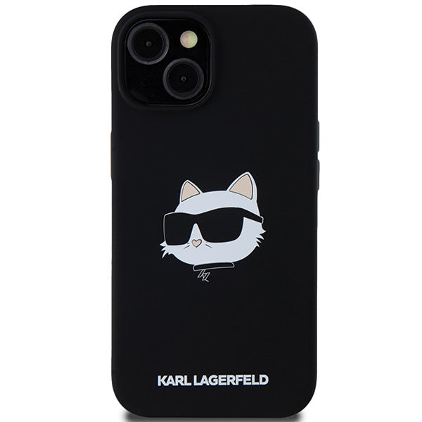 MagSafe hoesje voor Apple iPhone 15 Plus, Karl Lagerfeld, Silicone Choupette's Head, Zwart