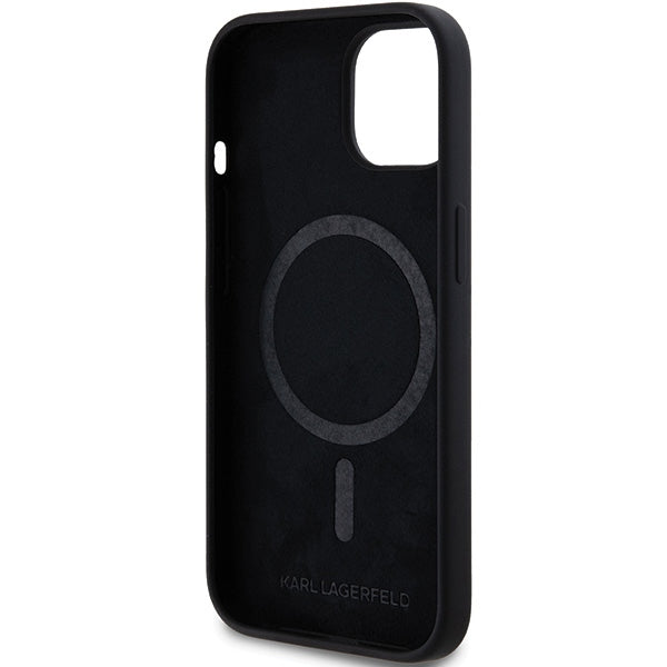 MagSafe hoesje voor Apple iPhone 15 Plus, Karl Lagerfeld, Silicone Choupette's Head, Zwart