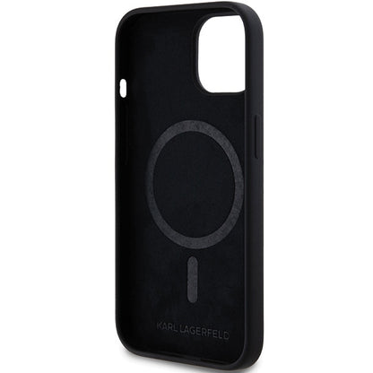MagSafe hoesje voor Apple iPhone 15 Plus, Karl Lagerfeld, Silicone Choupette's Head, Zwart