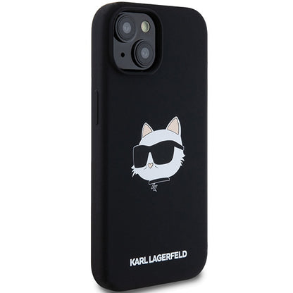MagSafe hoesje voor Apple iPhone 15 Plus, Karl Lagerfeld, Silicone Choupette's Head, Zwart