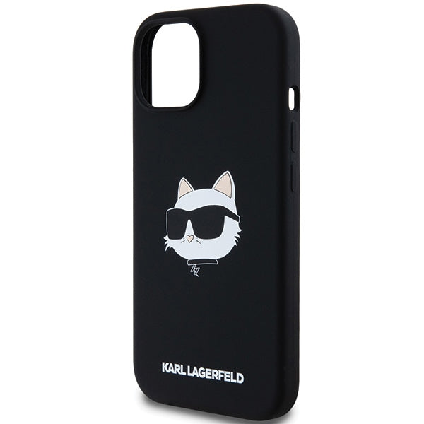 MagSafe hoesje voor Apple iPhone 15 Plus, Karl Lagerfeld, Silicone Choupette's Head, Zwart
