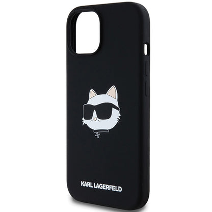MagSafe hoesje voor Apple iPhone 15 Plus, Karl Lagerfeld, Silicone Choupette's Head, Zwart