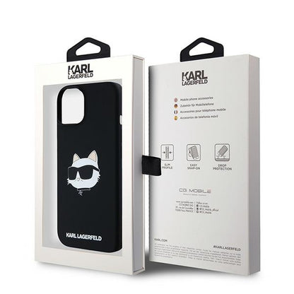 MagSafe hoesje voor Apple iPhone 15 Plus, Karl Lagerfeld, Silicone Choupette's Head, Zwart