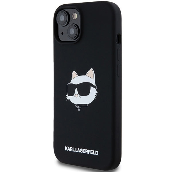 MagSafe hoesje voor Apple iPhone 15 Plus, Karl Lagerfeld, Silicone Choupette's Head, Zwart